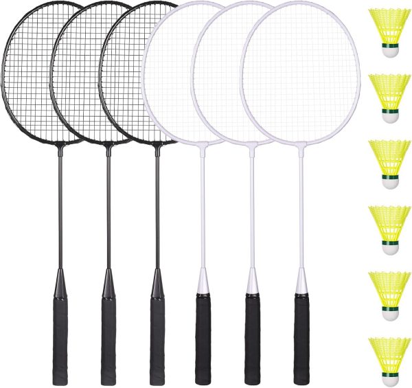 Badminton Rackets Set with 6 Shuttlecocks